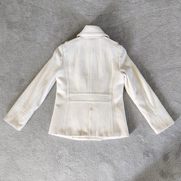 J. Crew Wool ivory/cream double breasted pea coat Sz XS pockets - Picture 8 of 11